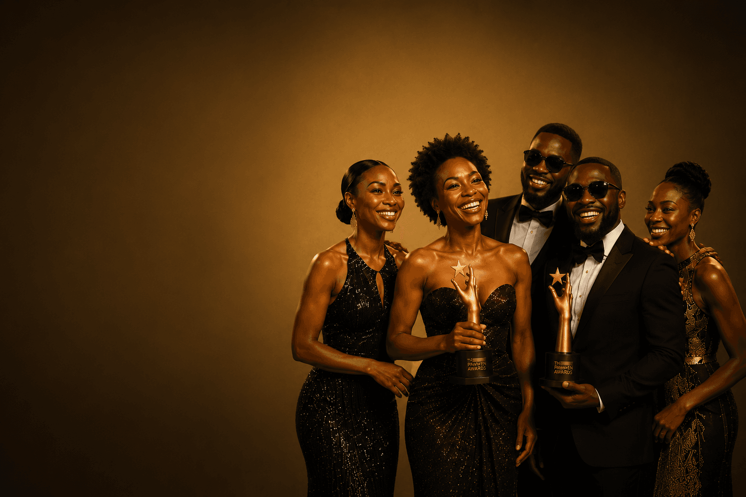 PAWEN gala attendees holding awards